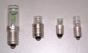 Some 230 Vac neon glow lamps with integrated resistor (E14 / E10 plug)