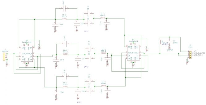 Serial Resonance TriBand Filter Module Schematic